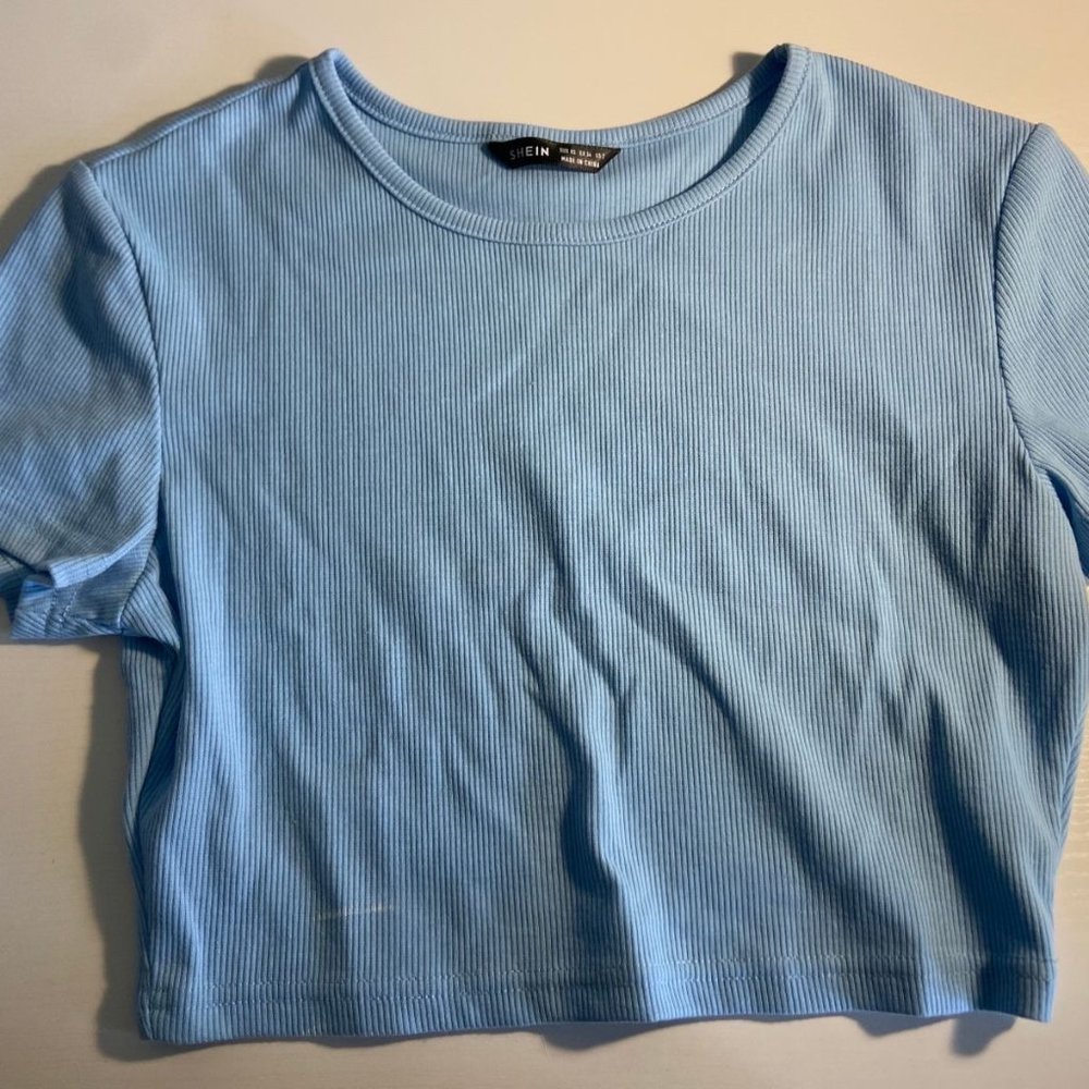 Blue, Green, and Purple Short Sleeve Crop Tops